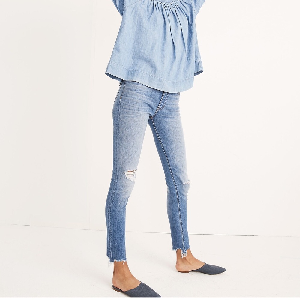 Madewell 9” High Rise Skinny Petite Jean | Torn Knee Addition
